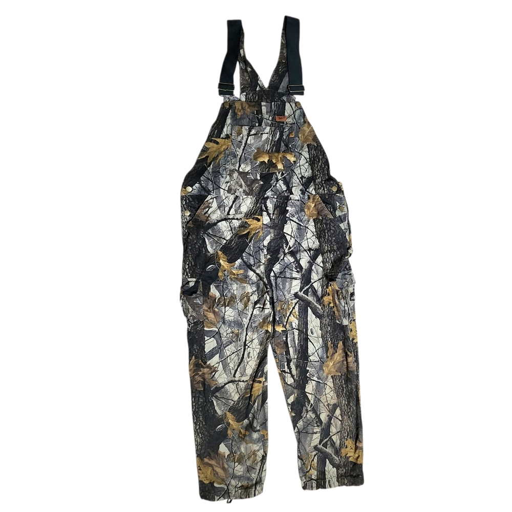 Woolrich Camo Outdoor Guide Mens XL Realtree Hardwoods Hunting Bib Overalls